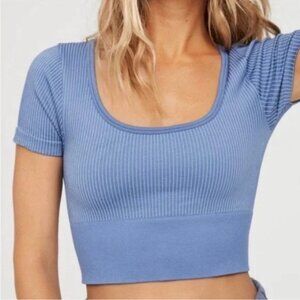 Offline Aerie Cropped Blue Workout Top Size S
